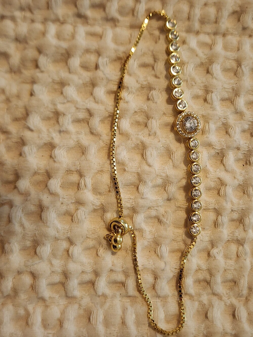 Lot Of 2 Goldtone Crystal Bolo Style Tennis Bracelets One Swarovski Marked - Picture 5 of 6